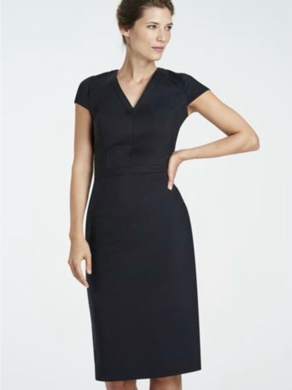 long tall sally Black V-Neck Midi Sheath Dress